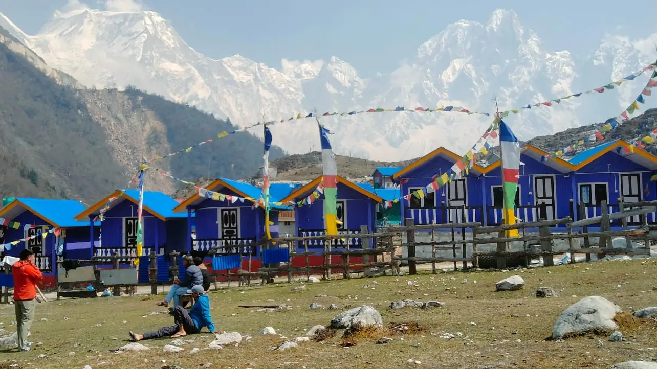Accommodation lodge in Bhimtang on the Manaslu Circuit Trek with Himalayan mountain scenery and a comfortable stay along the Nepal trekking route.