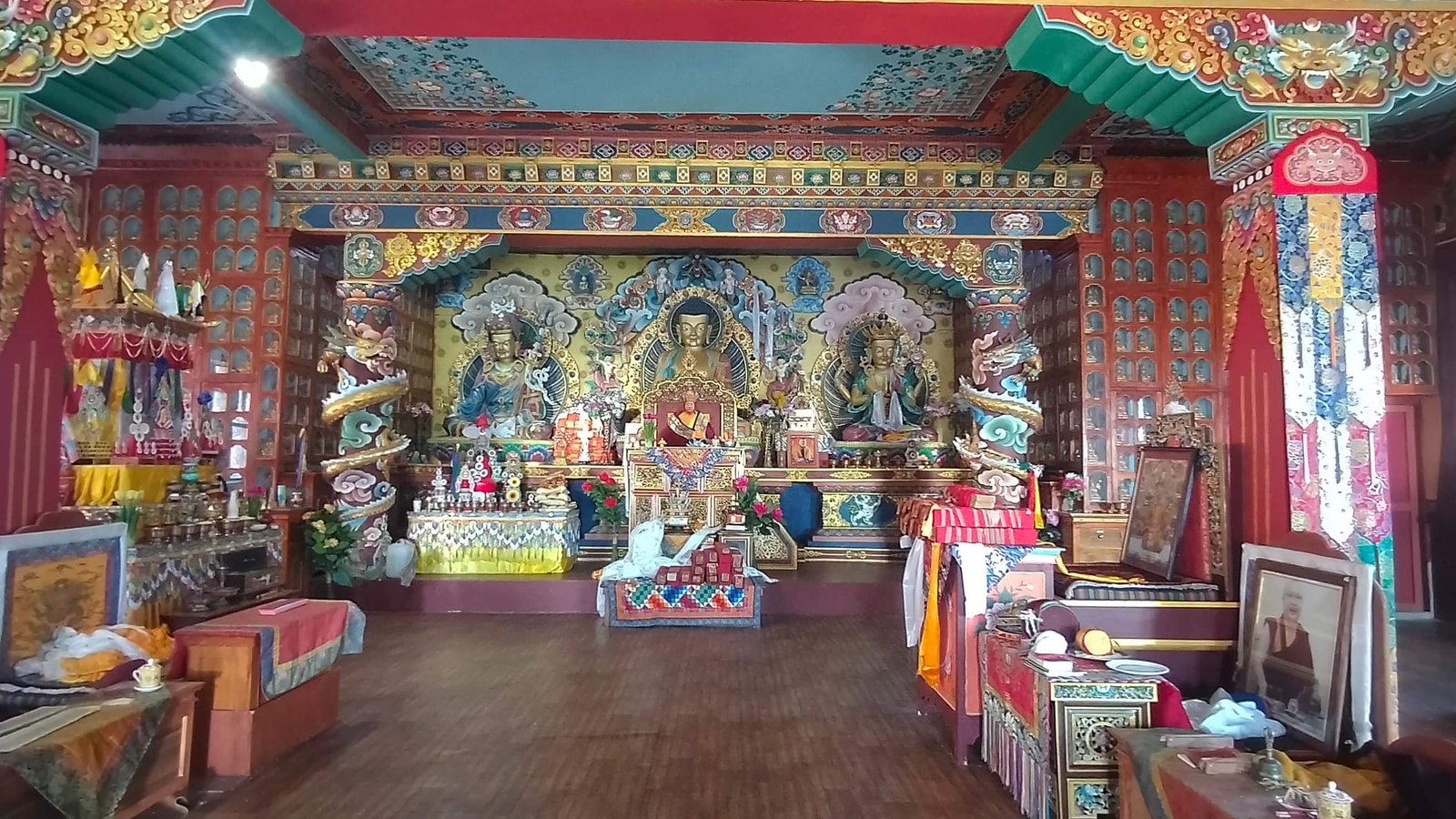 Ancient monastery at Samagaon village in the Manaslu region, surrounded by alpine landscapes and snow-covered peaks in the Nepal Himalayas.