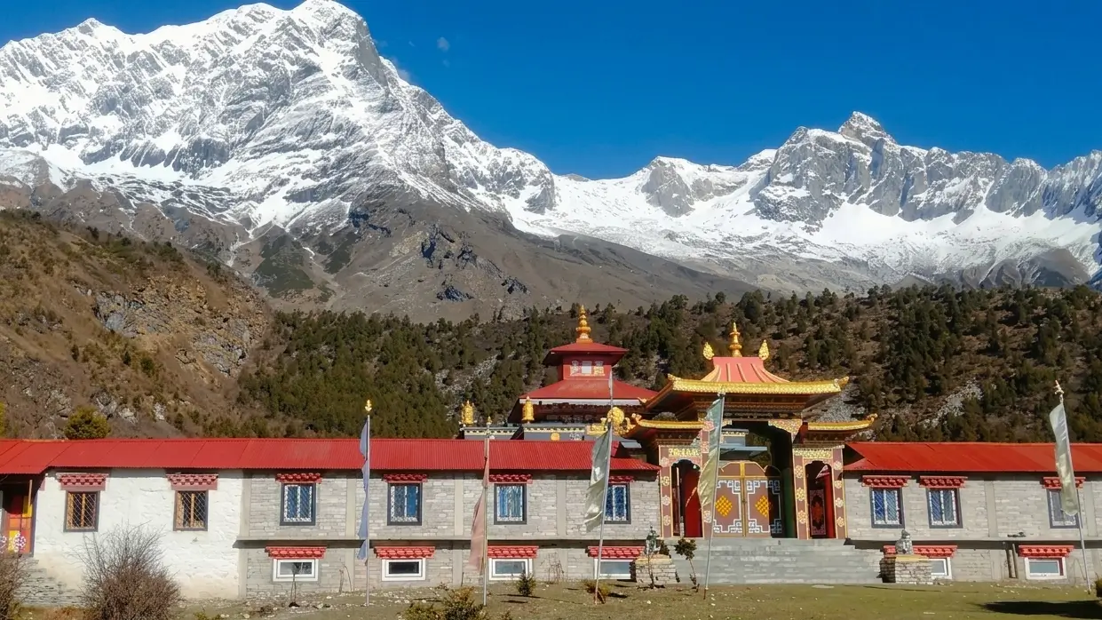 Buddhist monastery in Samagaon on the Manaslu Circuit Trek