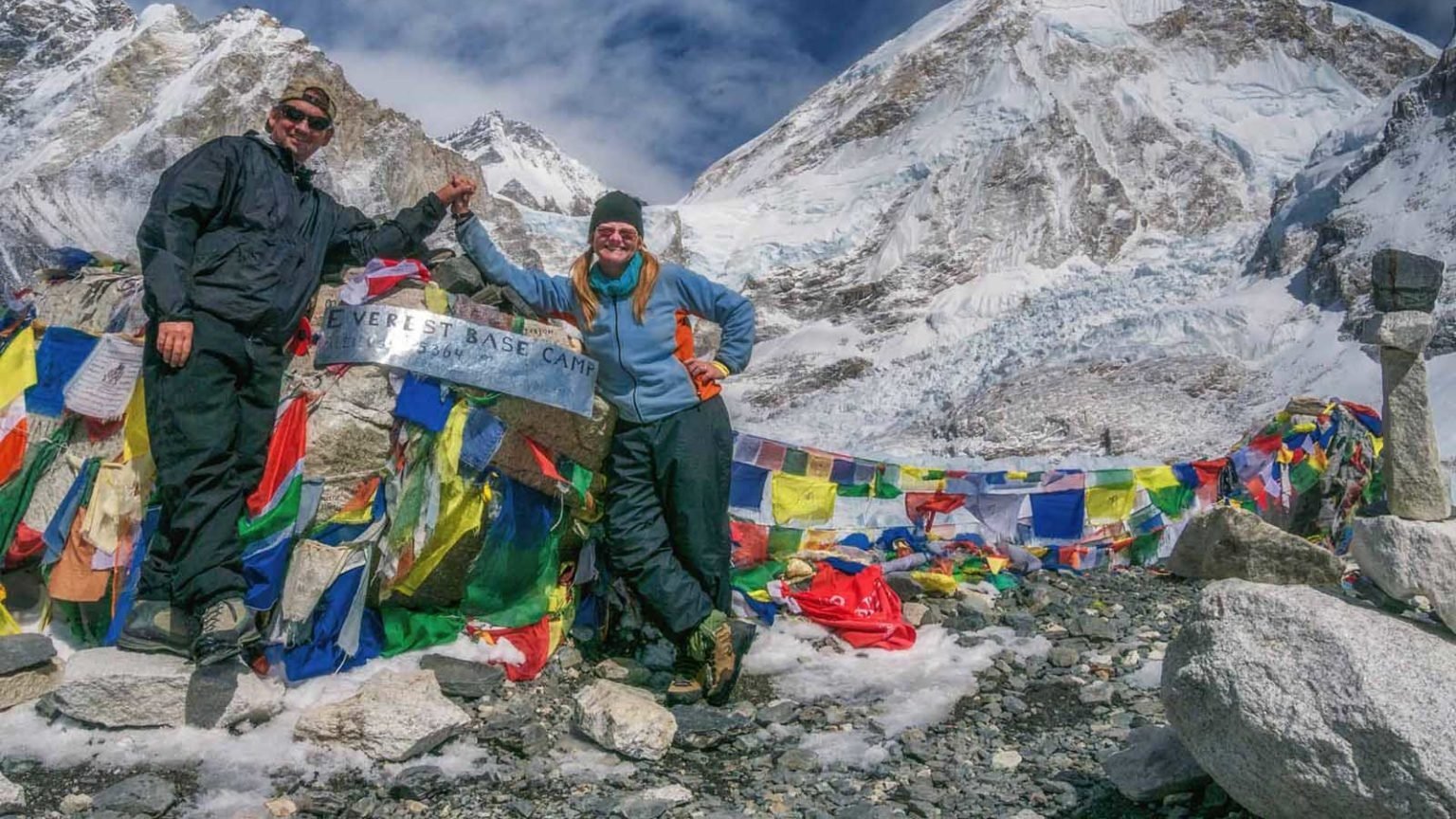 Dave and Deb, founders of The Planet D, at Everest Base Camp 5364m