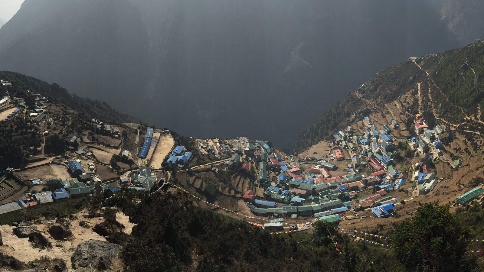 Trekking through Namche Bazaar on the way to Everest Base Camp