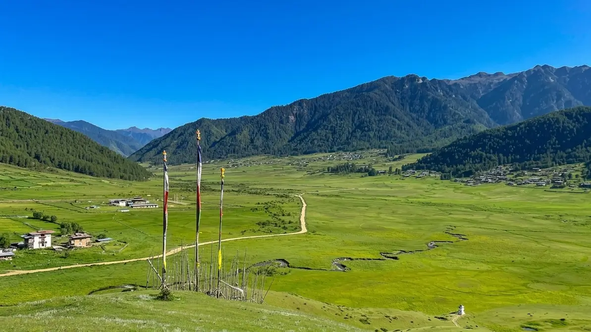 The Phobjikha Valley is a vast valley at an elevation of about 3,000 meters