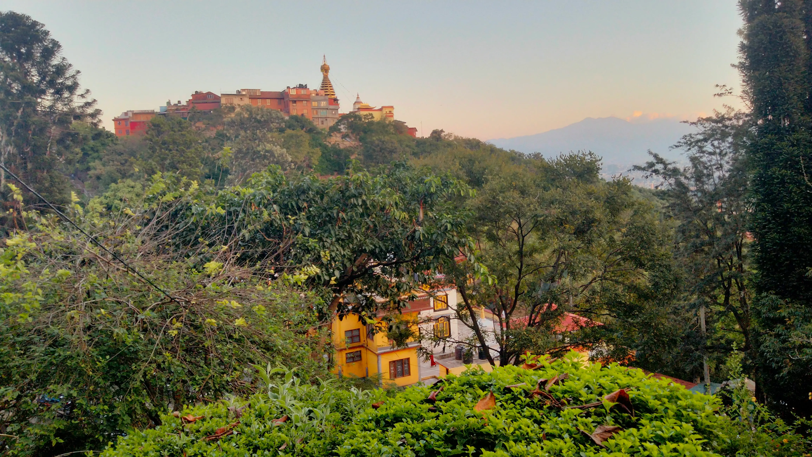 Sunrise over Swayambhunath Stupa Kathmandu viewpoint