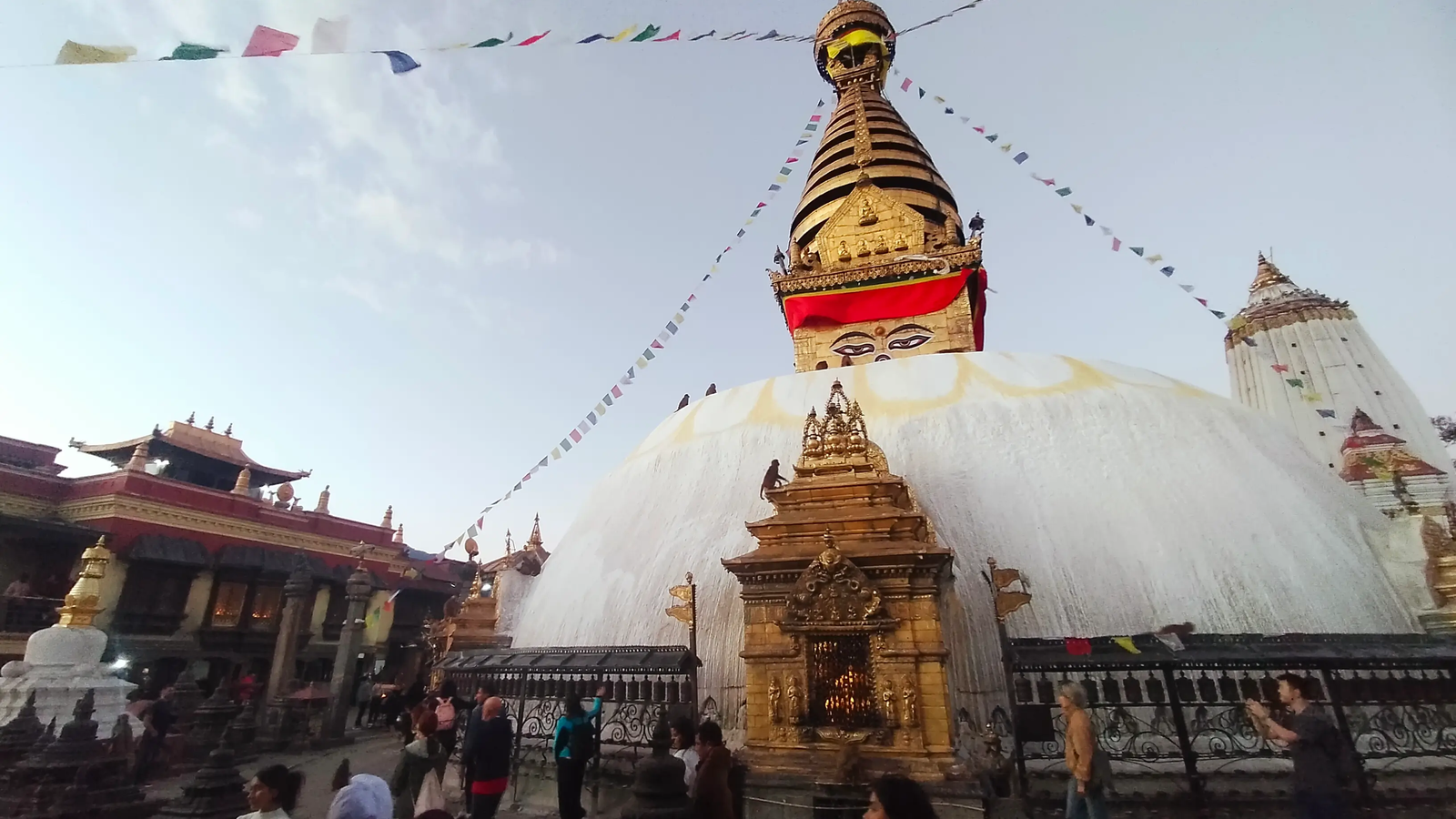 Swayambhunath Buddhist monks at temple prayer rituals