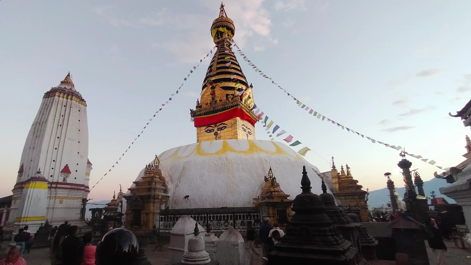 Swayambhunath classical Nepali stupas chaityas around complex