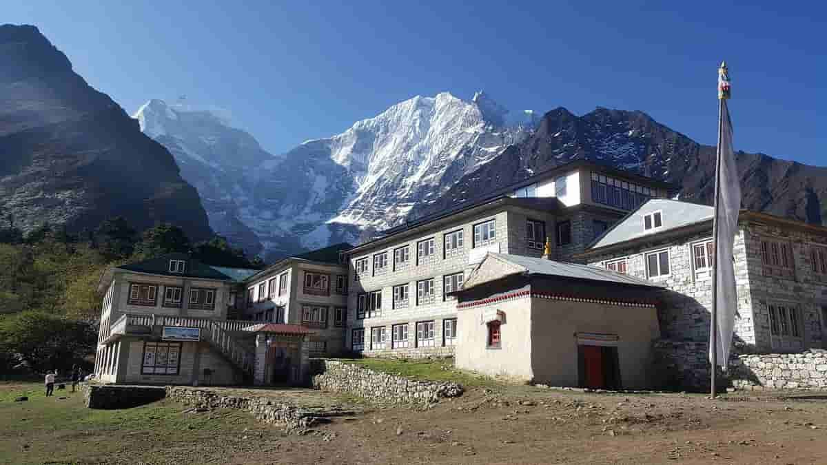 Tengboche accommodation in Everest region under clear blue sky
