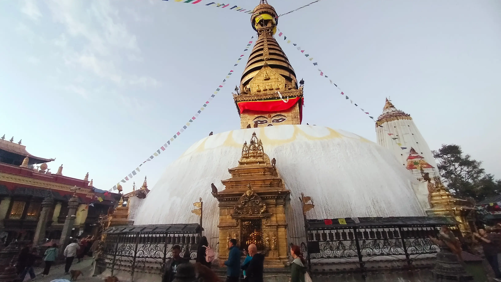Swayambhunath close-up of eyes of wisdom on stupa